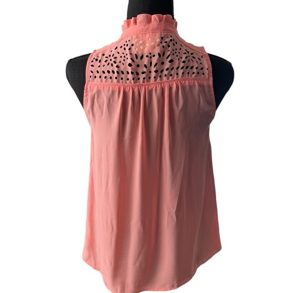 Maeve Pink Sleeveless Blouse with Laser Cut Detail | Size 2 Preppy ViscoGirl E12 - Picture 4 of 8